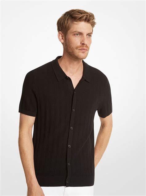 michael michael kors telina textured blouse mens|Textured Cotton Blend Shirt .